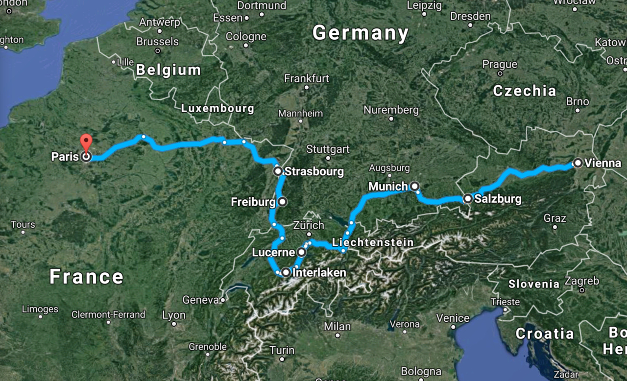Road Trip through Central Europe Map