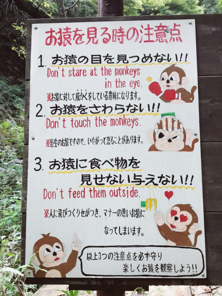 Kyoto monkeys warning sign