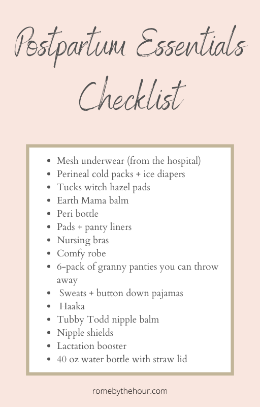 Postpartum Checklist for Mom