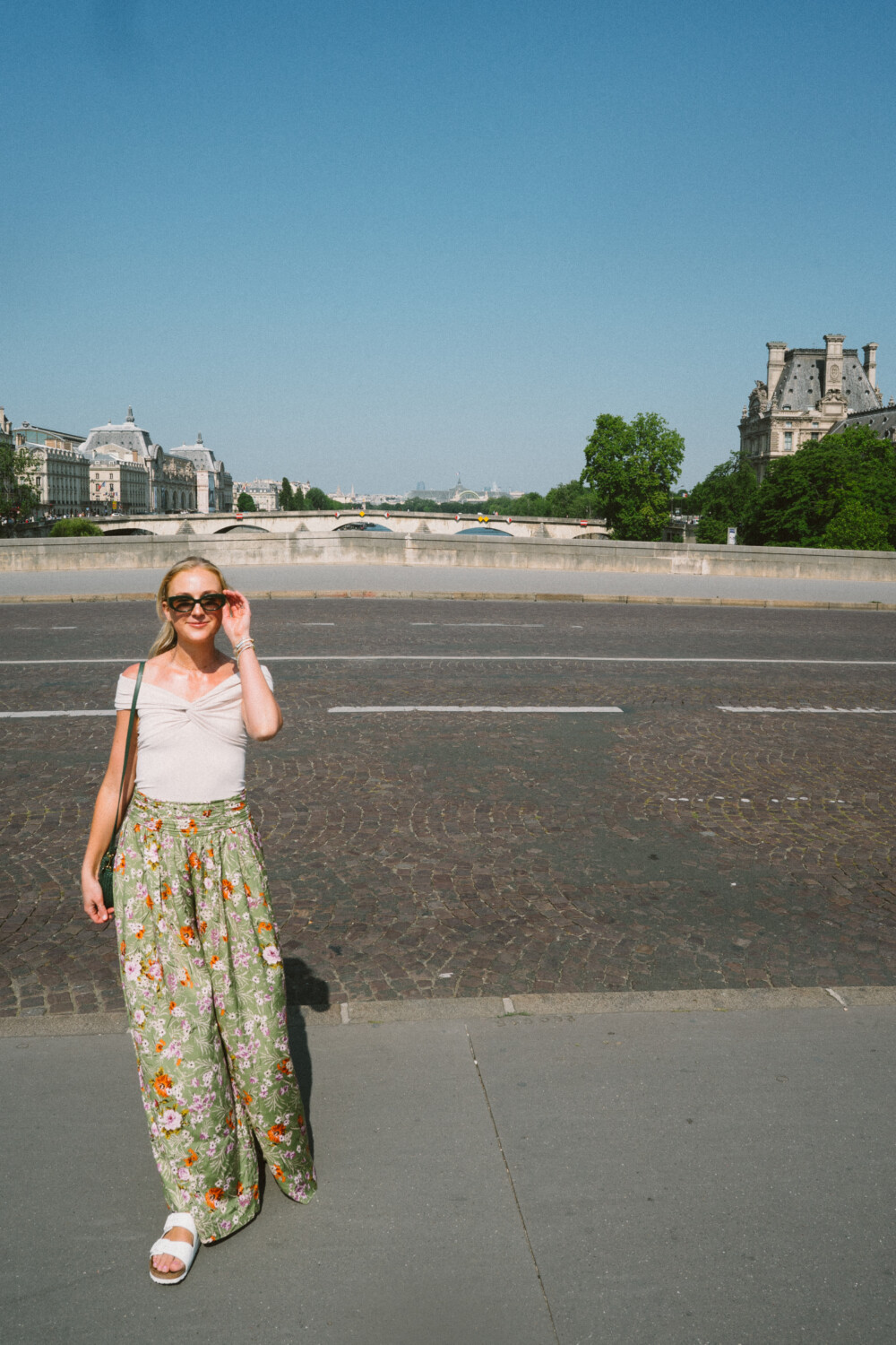 Ruth Nuss off-shoulder top and wide legged pants for Everything I Wore in Europe