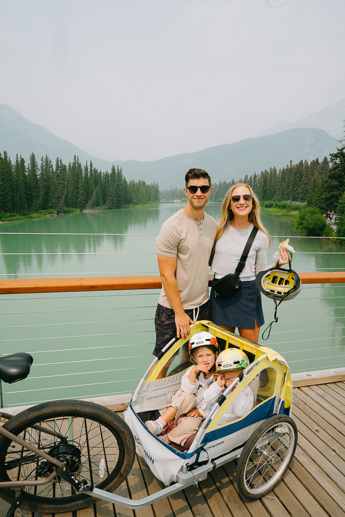 Ruth Nuss with her family biking during their Banff Family Travel