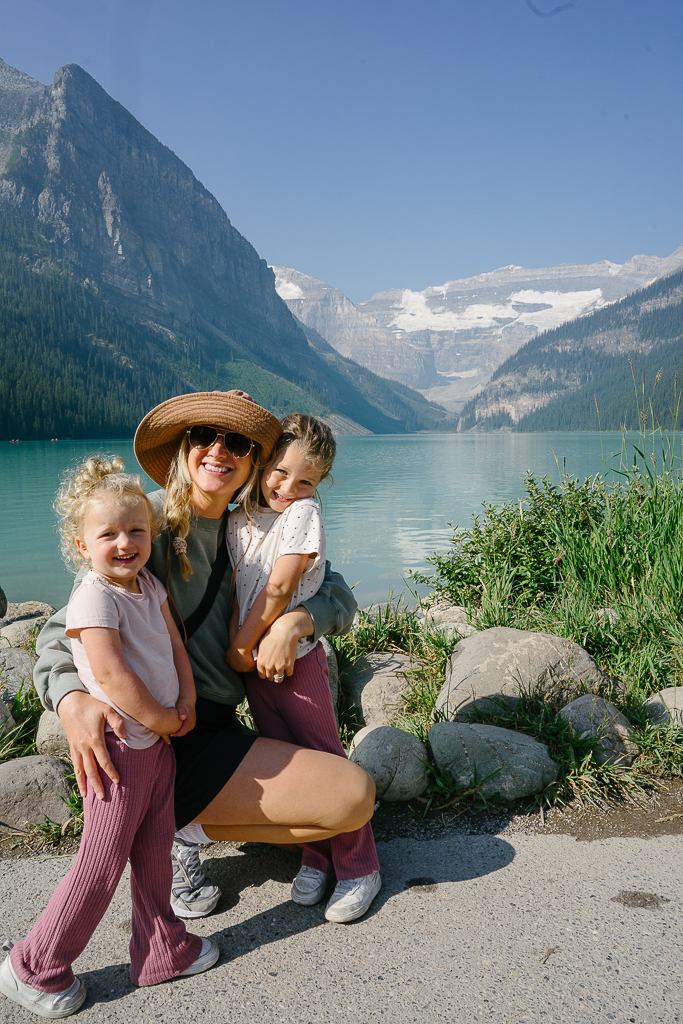 Ruth Nuss with her 2 kids during their Banff Family Travel 