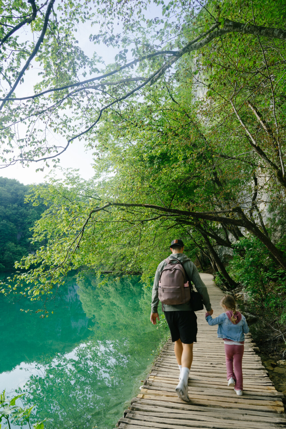 Ruth Nuss' husband with her kid at Plitvice Lakes National Park