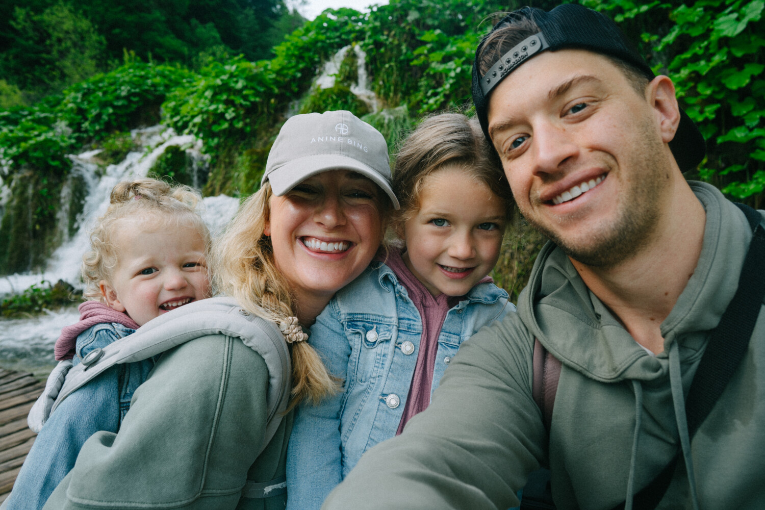 family at Plitvice Lakes National Park