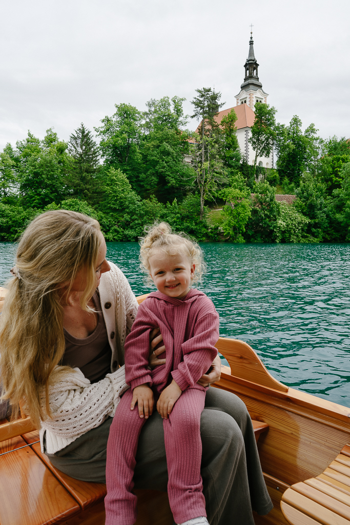 Ruth Nuss boating with her child 