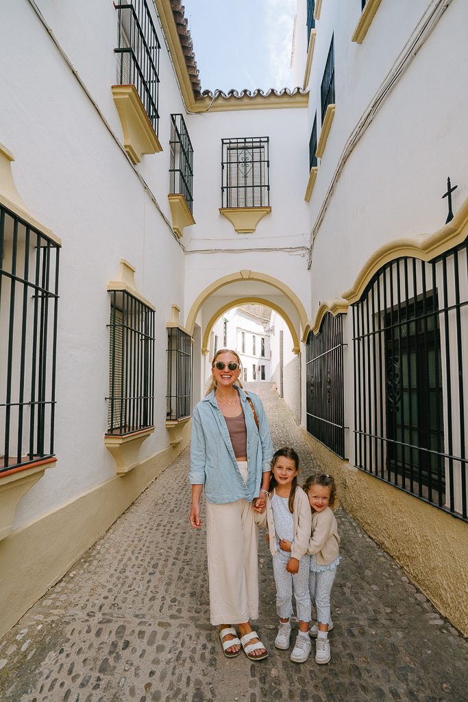 Ruth Nuss and her daughters in Ronda, Spain