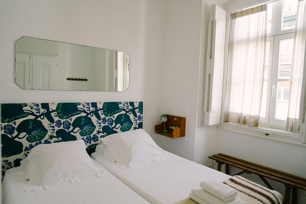 two twin beds made up together in an apartment in baixa house lisbon
