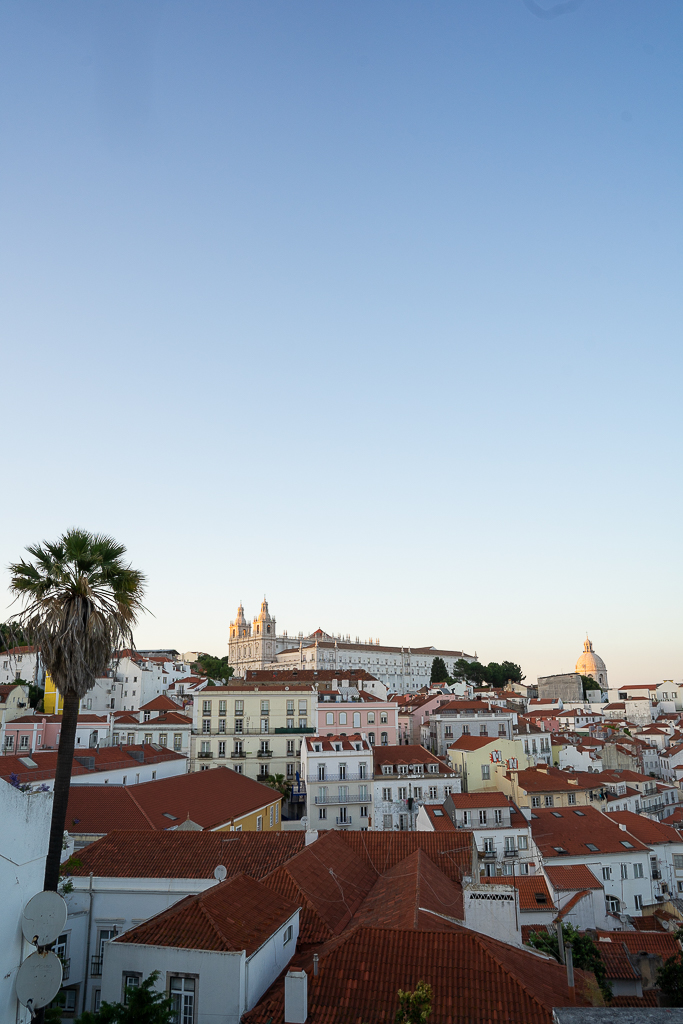 sunset in lisbon in the alfama district