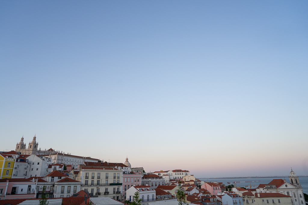 alfama district at sunset in lisbon