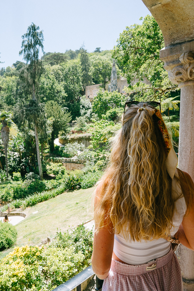 ruth nuss looking out at quinta da regaleira in sintra portugal