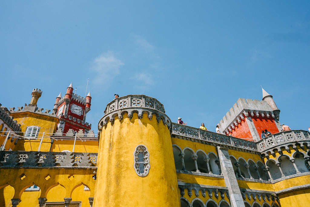 yellow and red pena palace in sintra portugal