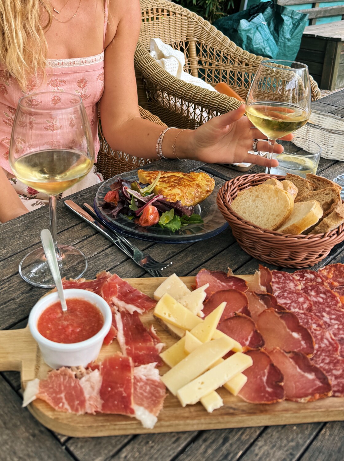 a ham and cheese plate at a cafe in valldemossa, mallorca, spain