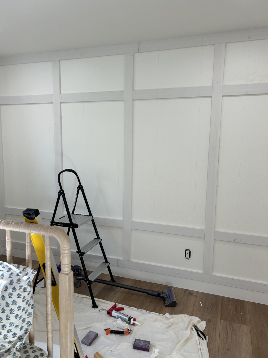 white wall with paneling for a board batten accent wall for a sisters bedroom ideas