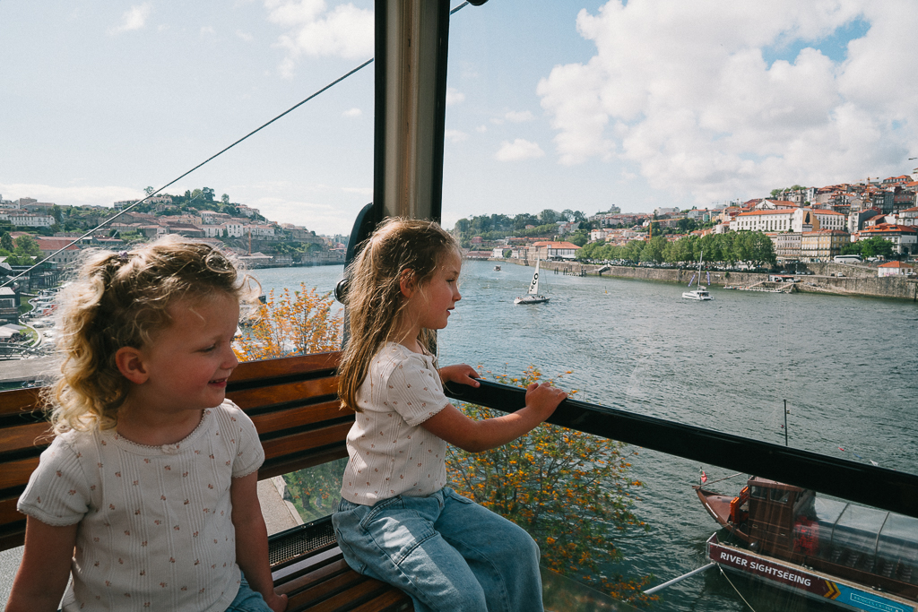 two girls riding the gaia cable car in porto portugal for 2 days in porto