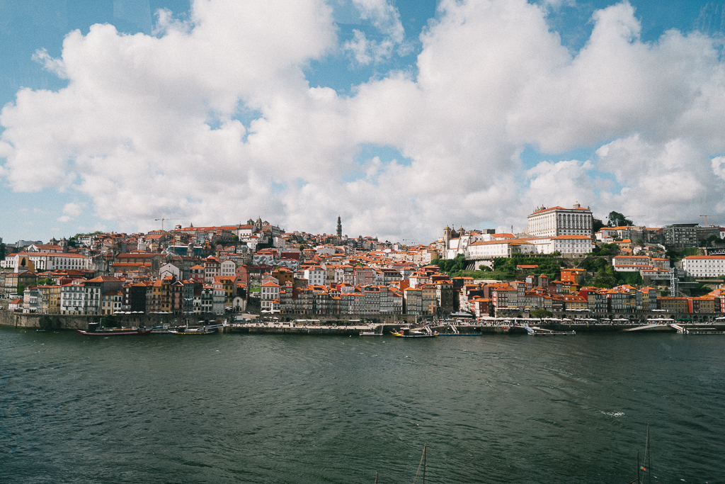 view of the ribeira district in porto portugal