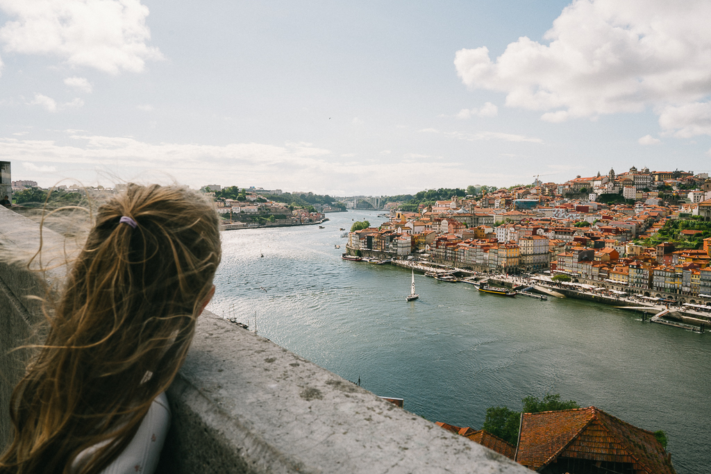 girl looking at the view of porto