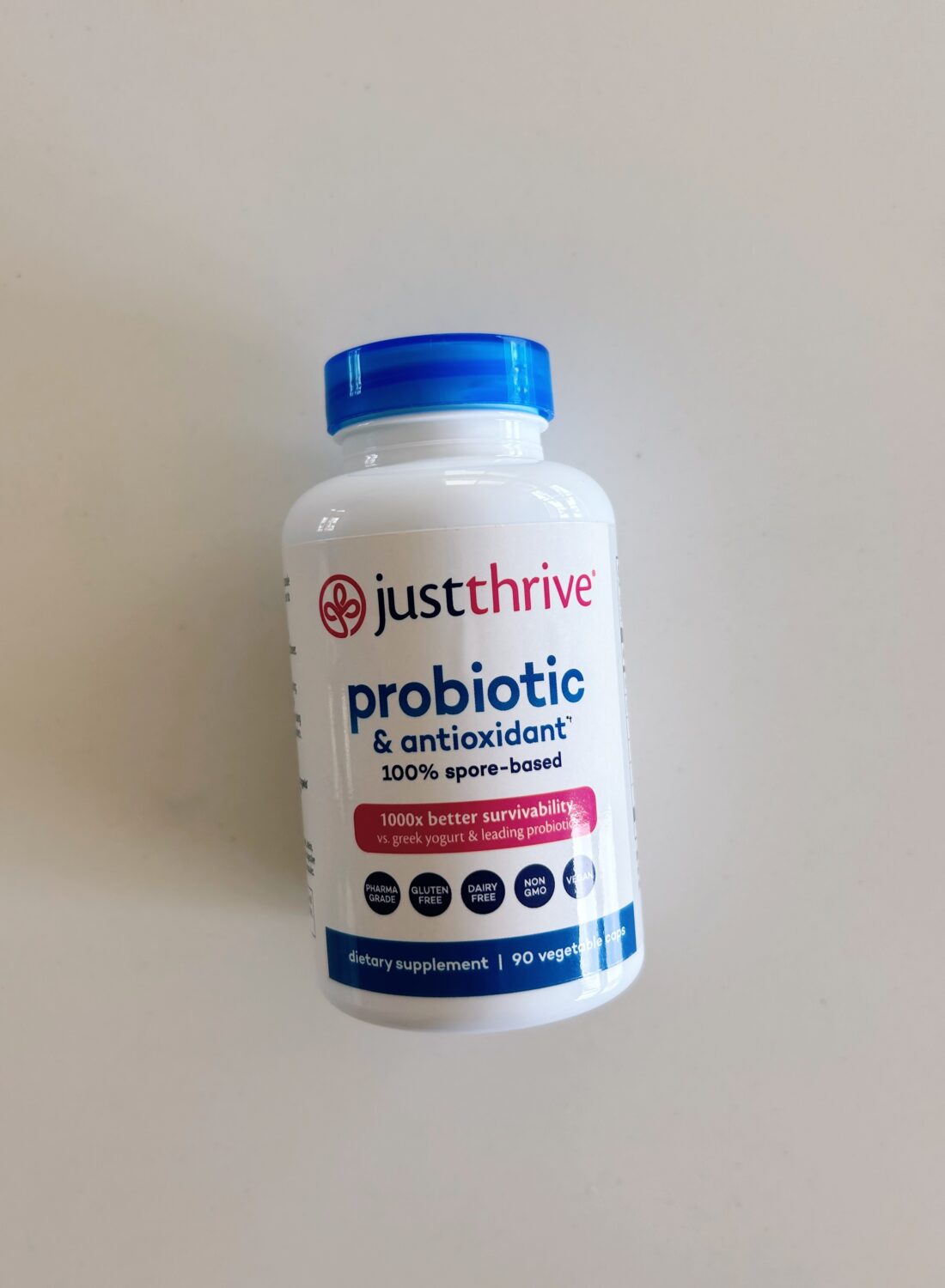 a bottle of just thrive probiotic for a just rhrive probiotic review