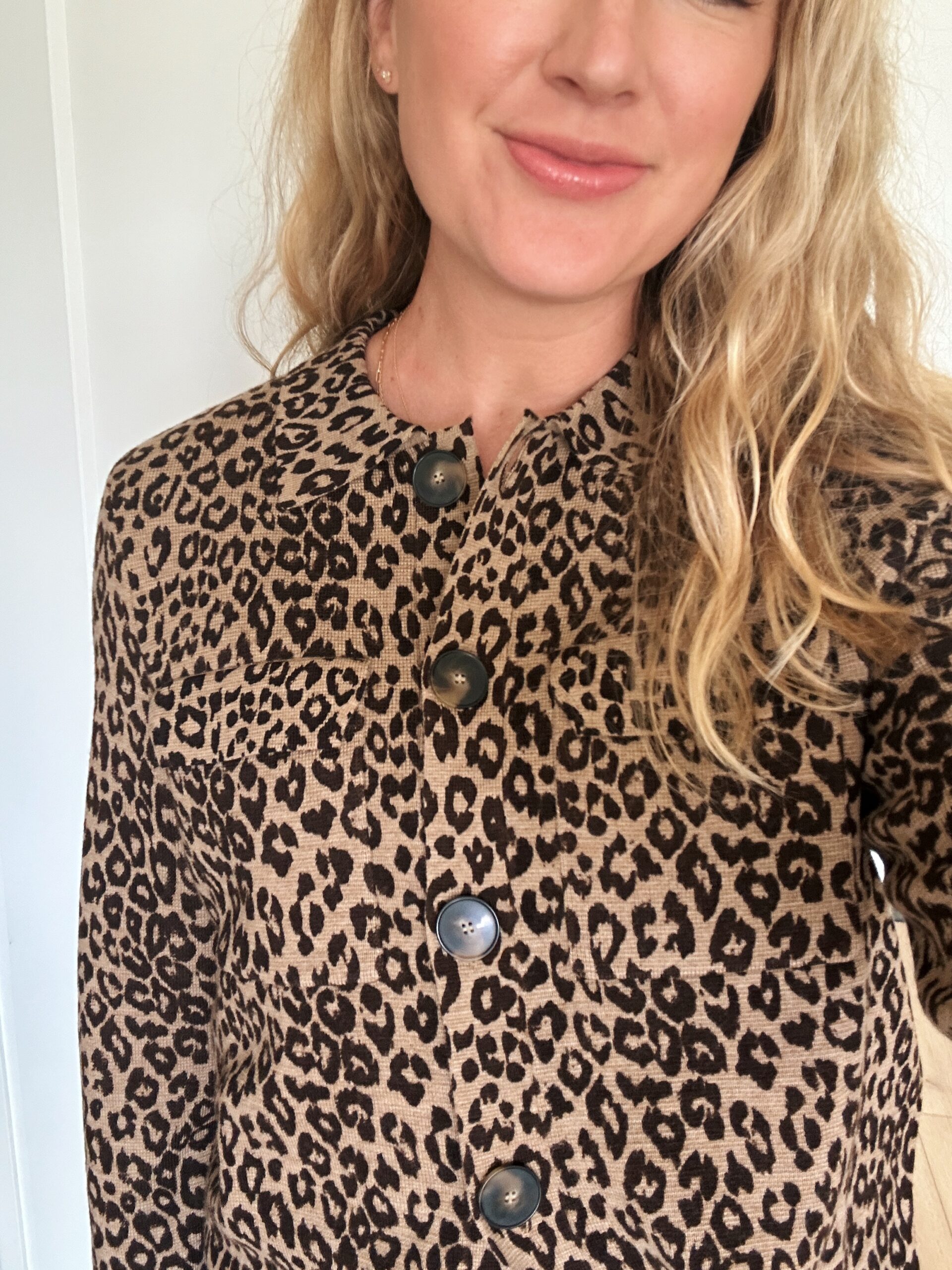 ruth nuss wearing the sezane betty cardigan