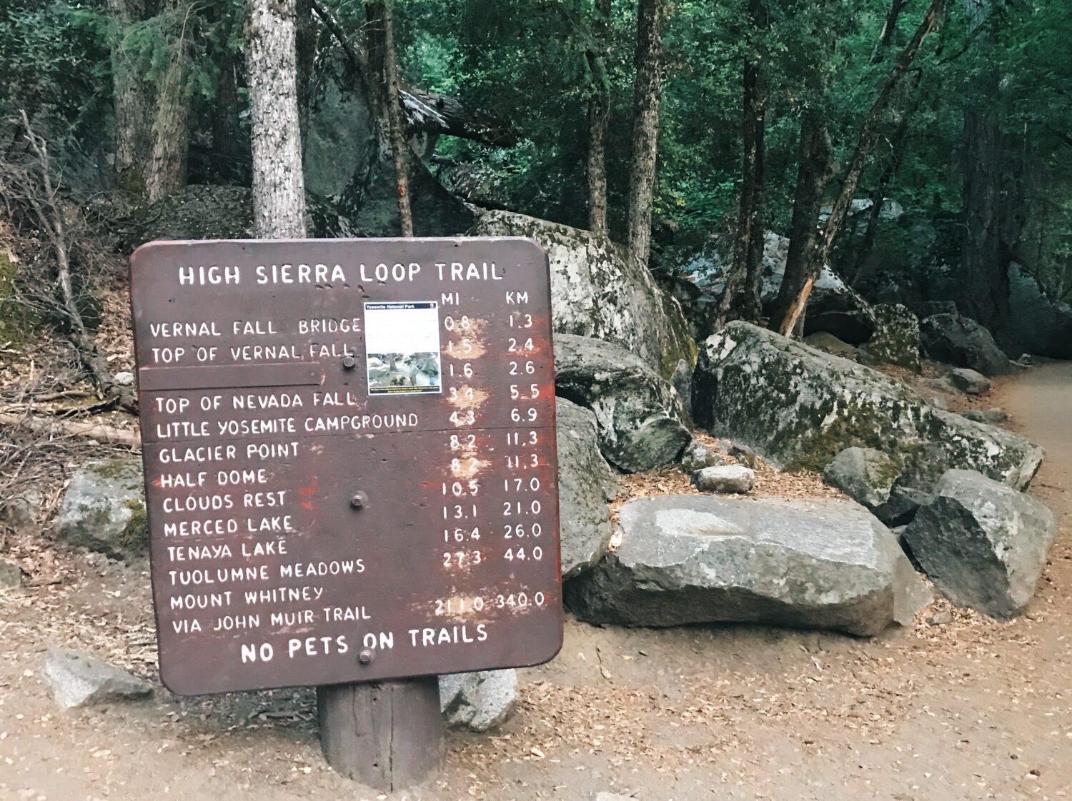 happy isles trailhead sign