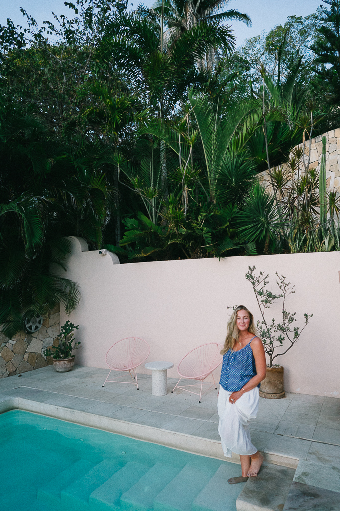 ruth nuss standing in the la joya sayulita pool 