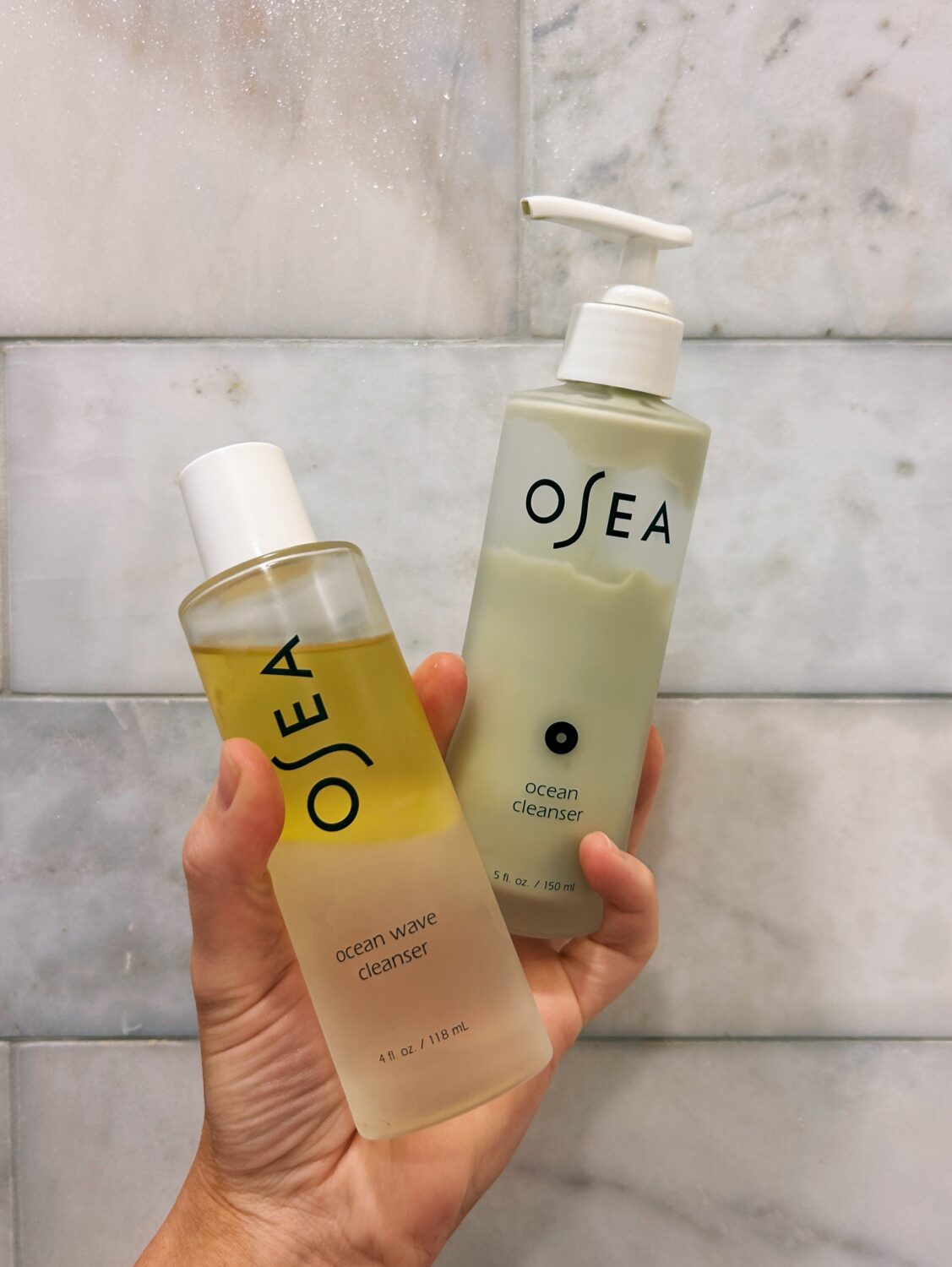 a bottle of osea's ocean wave cleanser and ocean cleanser