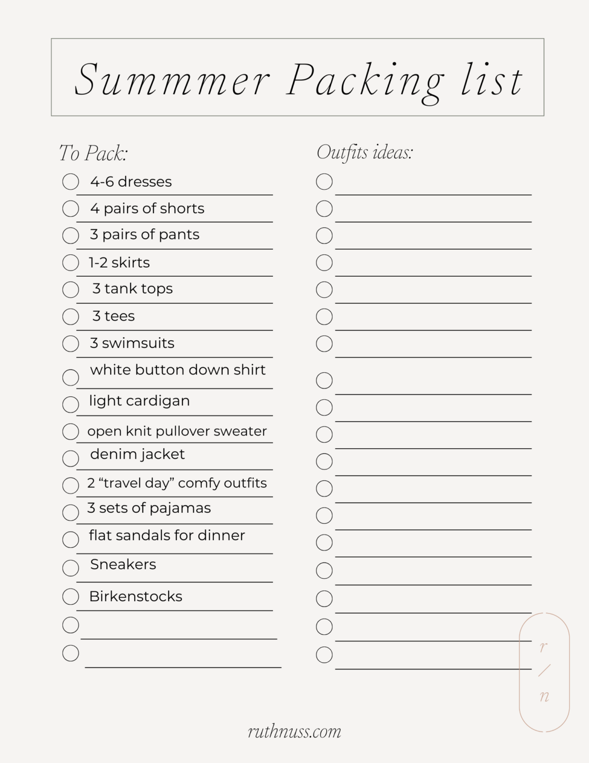 packing list for 2 weeks in europe 