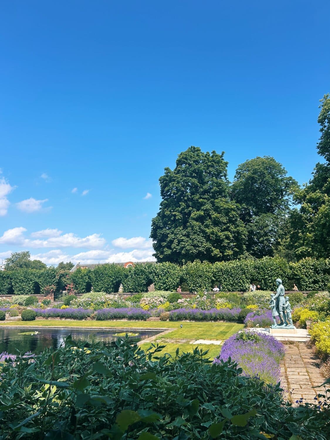 view of the diana sunken pond in kensington gardens