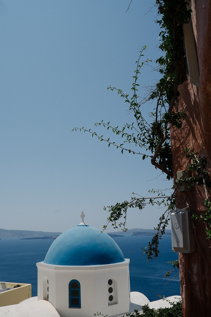 blue dome in santorini