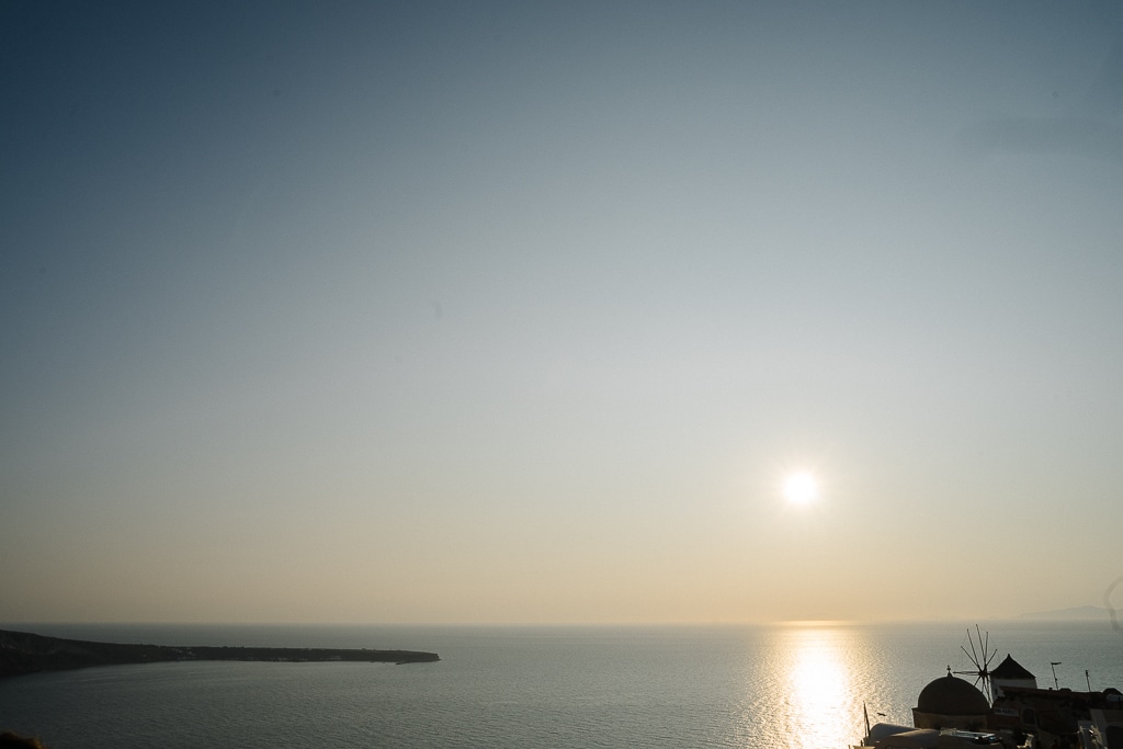 sunset in oia santorini