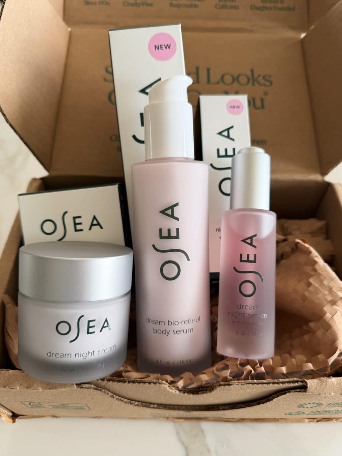 a box of osea skincare for an osea skincare review