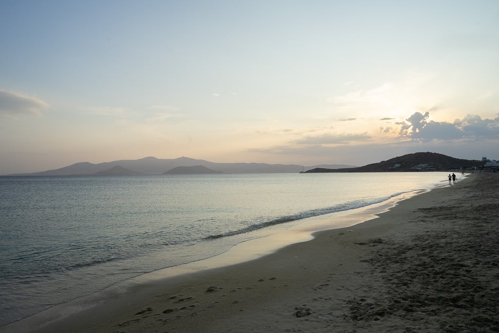 sunset at Agios Prokopios in Naxos greece