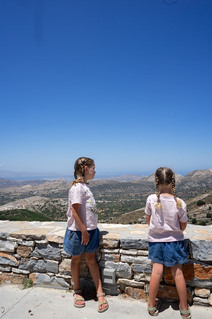 view from rotuna in naxos greece
