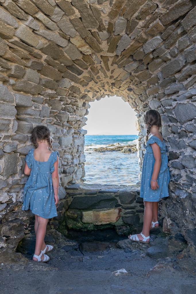 looking out the fortress into the sea on the island of paros greece