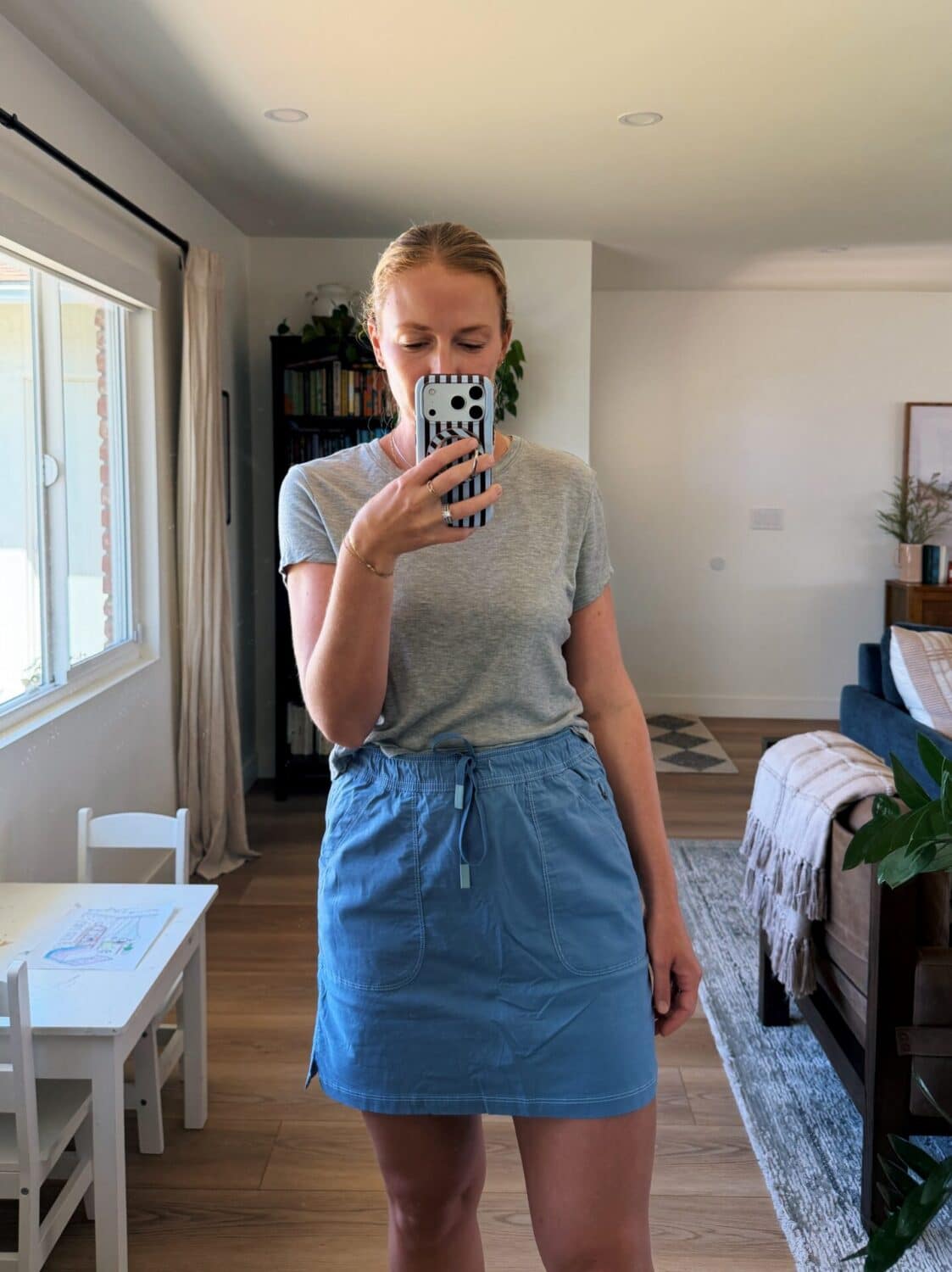 woman wearing a skort for a title nine scout skort review